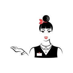 Shop assistant woman. Userpic. Portrait isolated on white background