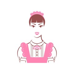 Waitress or maid. Portrait isolated on white background