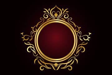 Gold mandala with ring frame, Luxury background, abstract frame background. Black and gold.