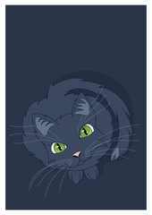 illustration of a black cat begging