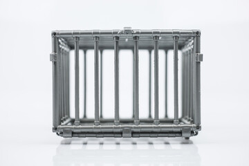 Prison bars isolated on white. Steel cage.
