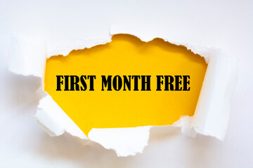 "First month free" written under torn paper.