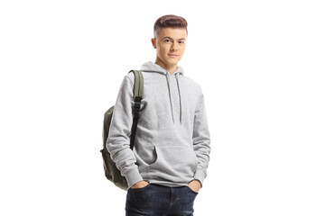Fototapeta premium Teenage schoolboy posing with hands in pockets