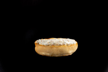 tasty home made hamburger. Burger isolated on black background