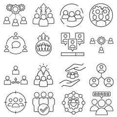 Team Vector icons set. development illustration sign collection. progress symbol or logo. 