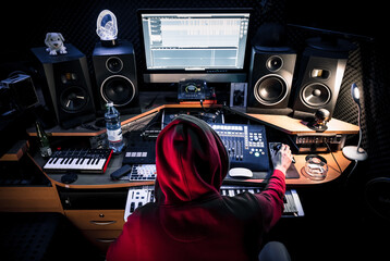music producer at work mixing