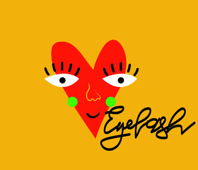 bright logo in the form of a heart, big eyes, eyelashes.