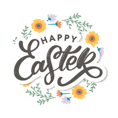 Happy Easter day background with frame flowers