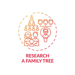 Research a family tree concept icon. Family bonding tips. Getting new information about old relatives. Family info idea thin line illustration. Vector isolated outline RGB color drawing