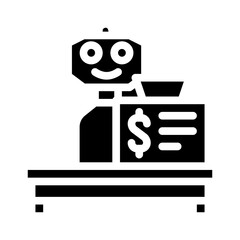 robot cashier glyph icon vector illustration sign