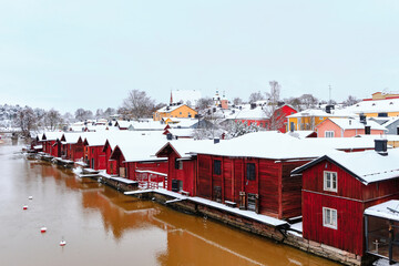 Old Porvoo, with its red-ochre painted riverside warehouses, is one of the most photographed national landscapes in Finland. View from Old Bridge.