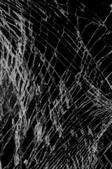 Close-up wrinkles and cracks LCD screen display of smartphone or tablet from smash and fall bumps, detail pattern and background