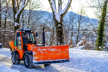 truck cleaning the streets in winter