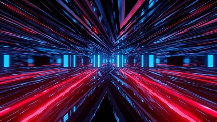 3d illustration of sci fi corridor with neon illumination