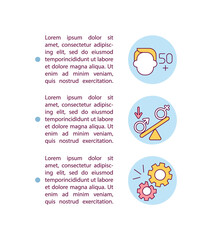 Age and gender predisposition concept icon with text. Post covid syndrome risk groups. PPT page vector template. Brochure, magazine, booklet design element with linear illustrations