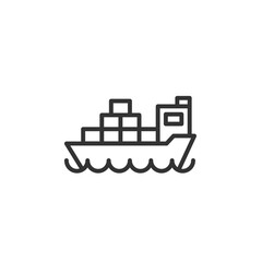 Cargo ship line icon. Freighter with parcels, boxes, goods. Delivery concept. Can be used for topics like shipment, international, logistics, export