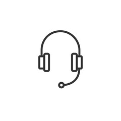 Customer Service icon or logo. Vector outline headset sign.