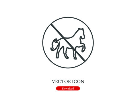 No horse vector icon.  Editable stroke. Linear style sign for use on web design and mobile apps, logo. Symbol illustration. Pixel vector graphics - Vector