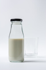Milk bottle on white background for mockup.