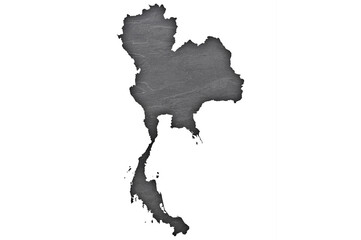 Fototapeta na wymiar Karte von Thailand auf dunklem Schiefer