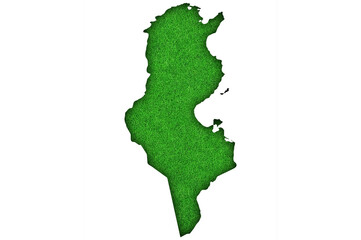 Karte von Tunesien auf grünem Filz