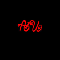 Initial AU handwritten monogram and elegant logo design