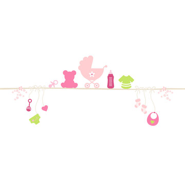 Quadrat Babysymbole Mädchen Pink Grün Gerade