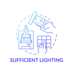 Naklejka premium Sufficient lighting concept icon. Controlling robbery risk idea thin line illustration. Record findings and thefts. Safety of workers and banking. Vector isolated outline RGB color drawing