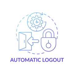 Obraz premium Automatic logout concept icon. Security purposes idea thin line illustration. Automatically log. Using control panel. Protection private data. Vector isolated outline RGB color drawing