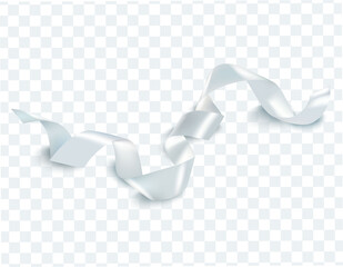 Realistic white ribbon isolated on a transparent background.Vector illustration