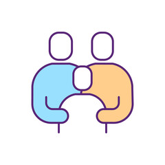 Family RGB color icon. Parents with child. Gay male couple adoupt kid. Communcation and relationship. Mother, father and offspring together. Religious value. Isolated vector illustration
