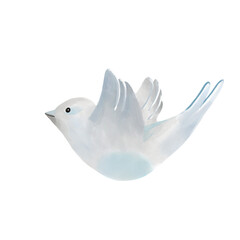 Watercolor birds. Hand painted spring bird isolated on white background.