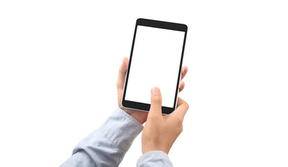 Hands holding tablet touch computer gadget
