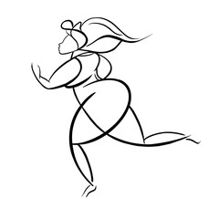 Running woman minimalist digital line work 