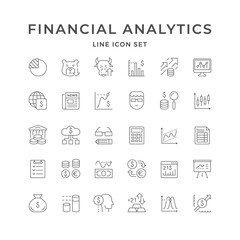 Set line icons of financial analytics