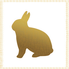 Greeting easter card backdrop illustration. Pattern with golden bunnies and text HAPPY EASTER. For printing on fabric, paper for scrapbooking, gift wrap and wallpapers.