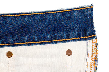 Piece of blue jeans fabric