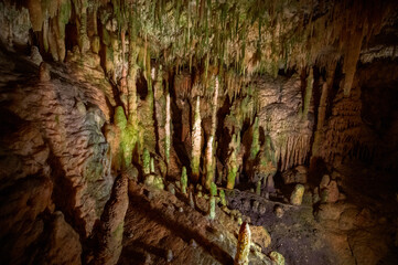 stalactites and stalagmites in cave of Grotte di Castellana in Puglia