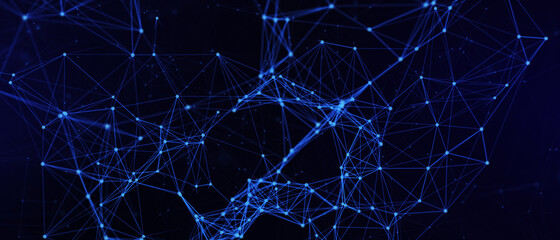 Abstract futuristic - technology with polygonal shapes on dark blue background. Design digital technology concept. 3d illustration.