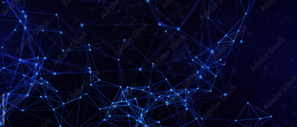 Aufkleber abstract futuristic - technology with polygonal shapes on dark blue background. design digital techn