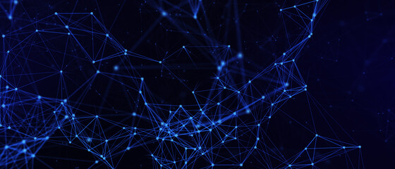 Abstract futuristic - technology with polygonal shapes on dark blue background. Design digital technology concept. 3d illustration.