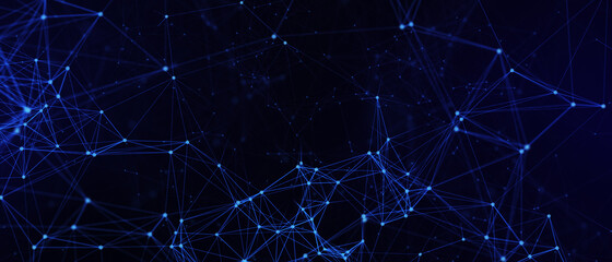 Abstract futuristic - technology with polygonal shapes on dark blue background. Design digital technology concept. 3d illustration.