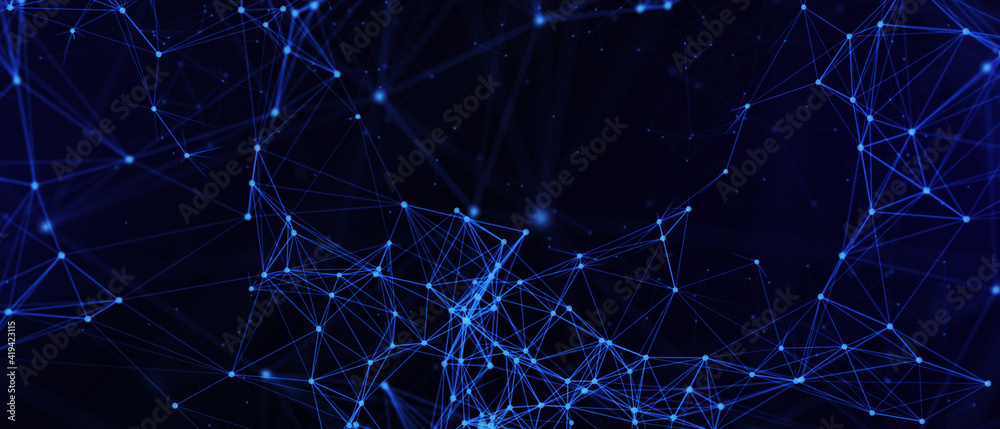 Poster abstract futuristic - technology with polygonal shapes on dark blue background. design digital techn