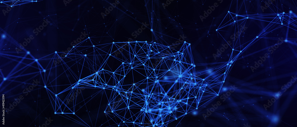 Aufkleber abstract futuristic - technology with polygonal shapes on dark blue background. design digital techn