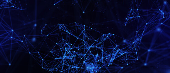 Abstract futuristic - technology with polygonal shapes on dark blue background. Design digital technology concept. 3d illustration.