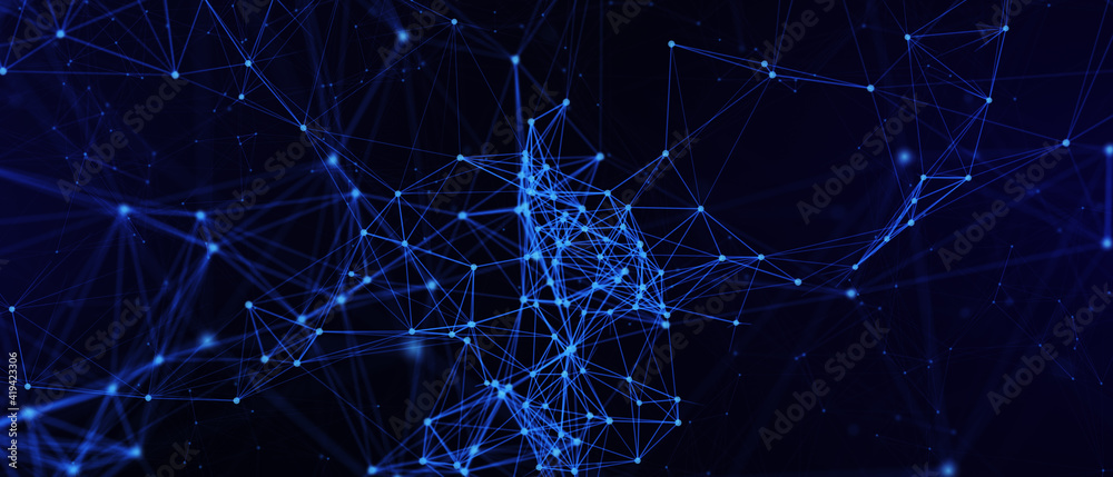 Aufkleber abstract futuristic - technology with polygonal shapes on dark blue background. design digital techn