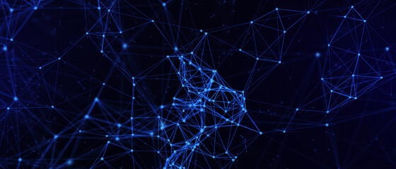 Abstract futuristic - technology with polygonal shapes on dark blue background. Design digital technology concept. 3d illustration.