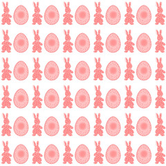 Easter pattern background with bunnies, easter eggs. Beautiful background, great for Easter Cards, banner, textiles, wallpapers. 