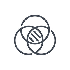 Venn diagram line icon. Intersection infographic chart vector outline sign.