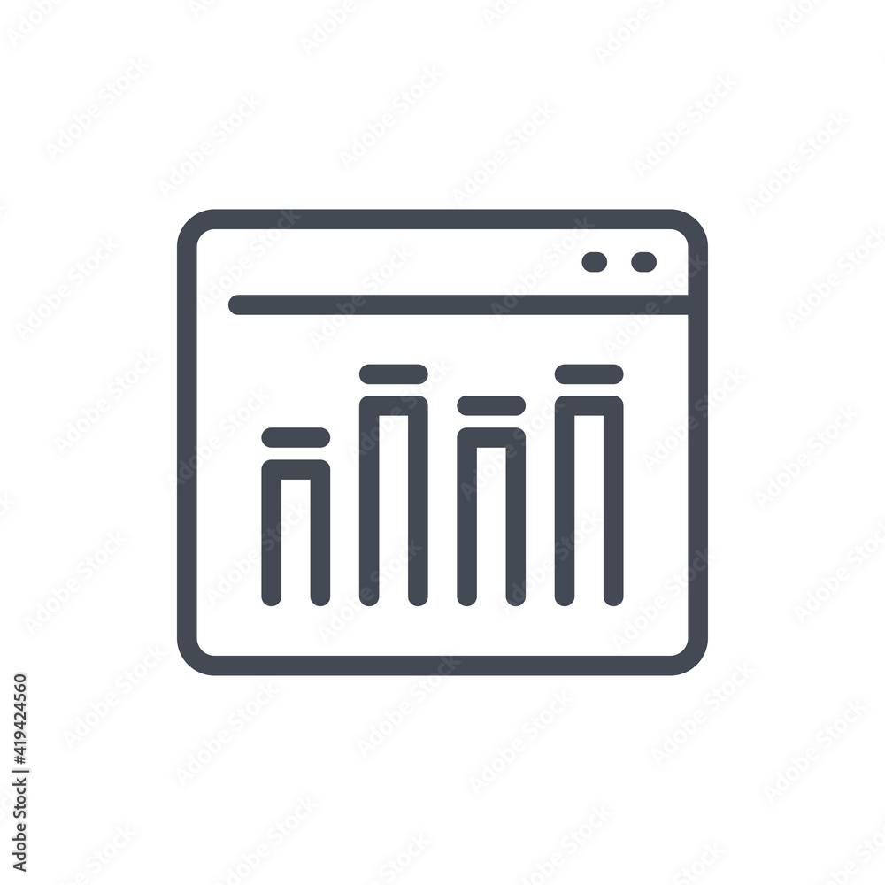 Poster online analytics line icon. website with chart and graph vector outline sign.